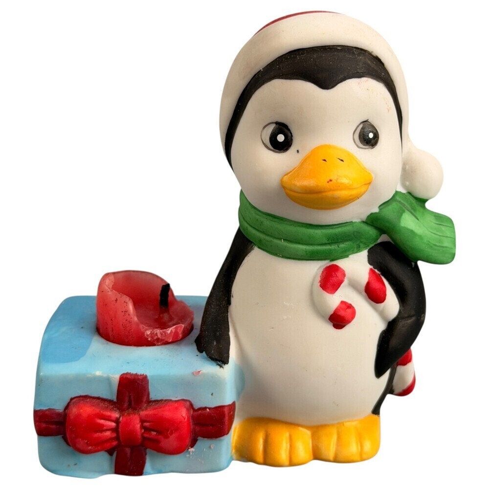 Christmas Candle Holders Set of 2 Mouse Penguin Holiday Friends Original Box - Picture 4 of 14